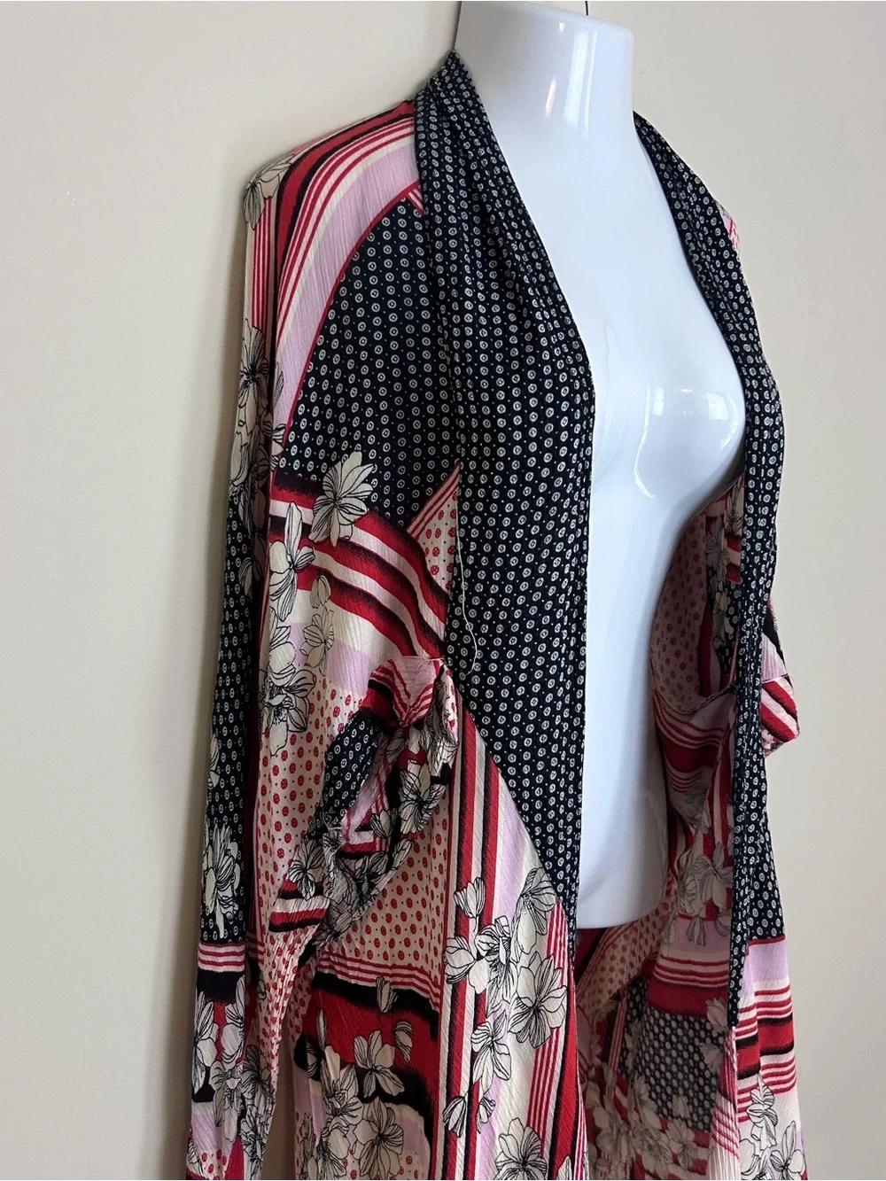 Free People Morning Glory Kimono Womens OS Multi Color Boho Cutout Back Whimsy